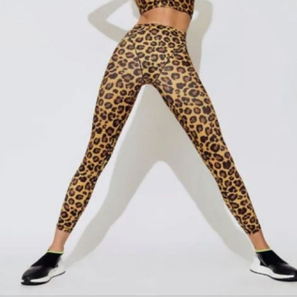 Leopard Print High-Waist Performance Leggings - Brown